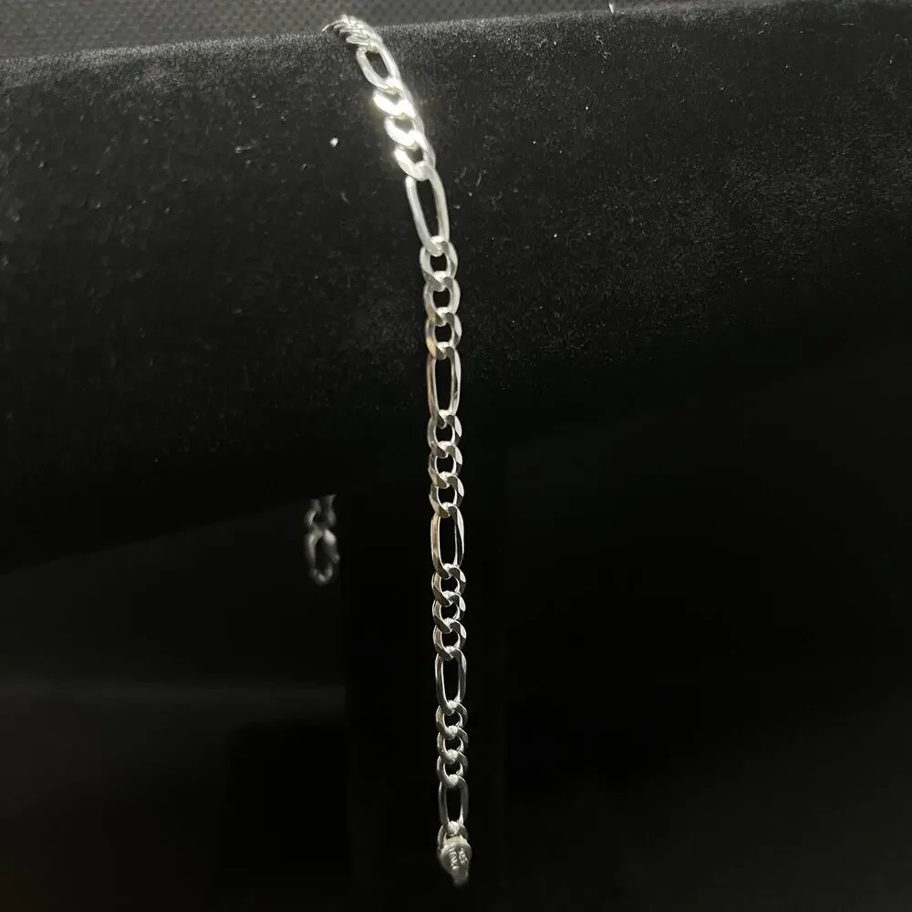 Esclava De Plata 925 Con Tejido Figaro,925 Silver Bracelet 8 Inch